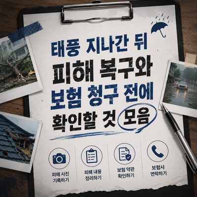 태풍 지나간 뒤 피해 복구와 보험 청구 전에 확인할 것 모음