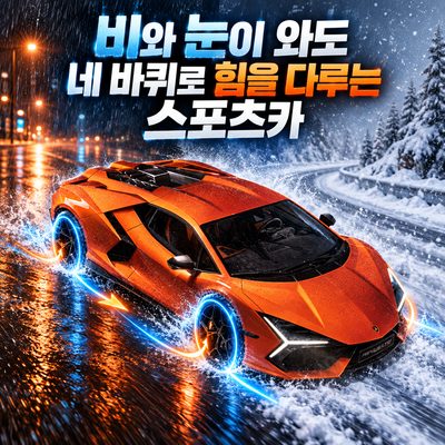 비와 눈이 와도 네 바퀴로 힘을 다루는 스포츠카