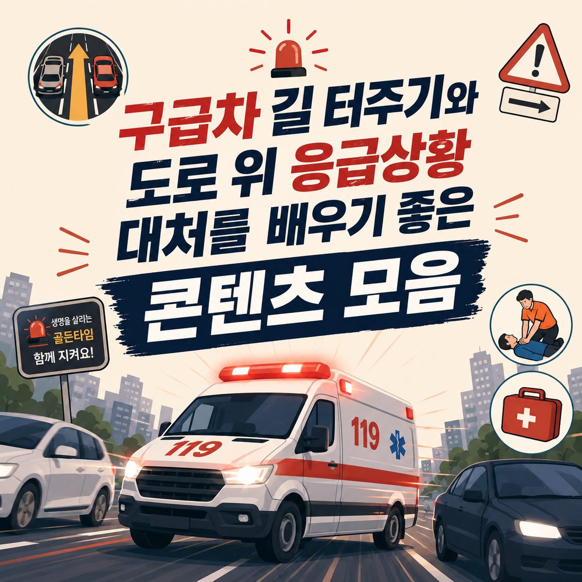 구급차 길 터주기와 도로 위 응급상황 대처를 배우기 좋은 콘텐츠 모음