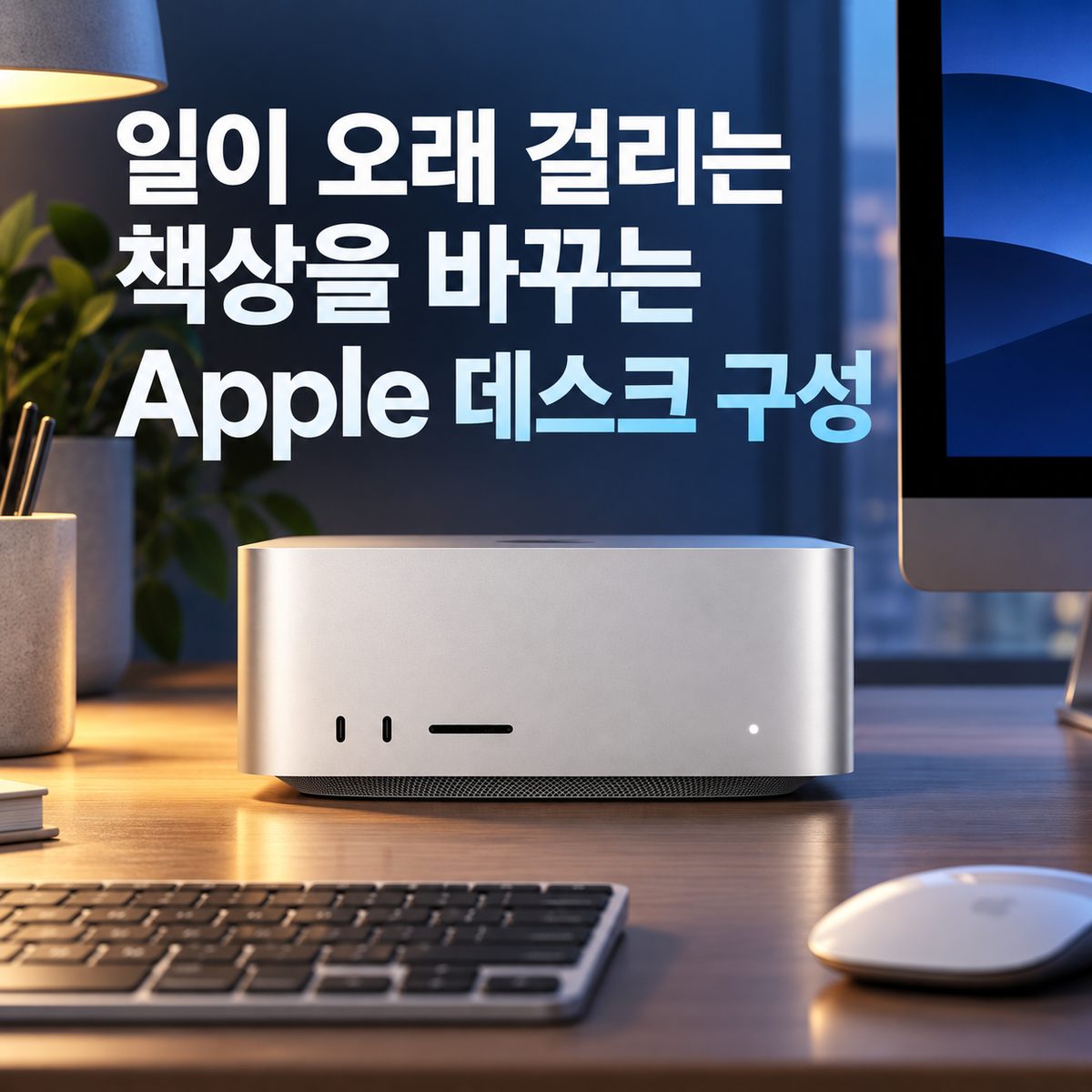일이 오래 걸리는 책상을 바꾸는 Apple 데스크 구성