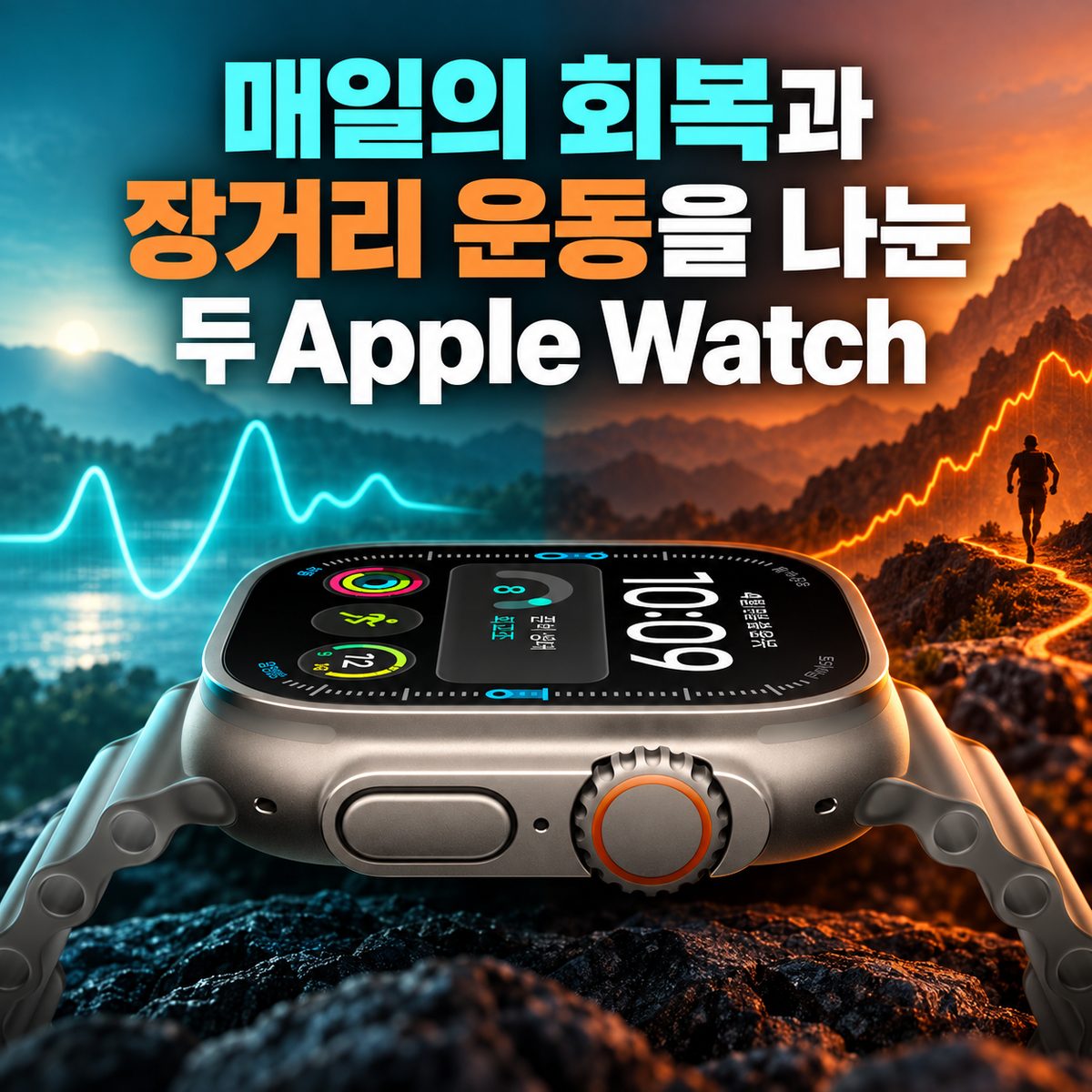 매일의 회복과 장거리 운동을 나눈 두 Apple Watch