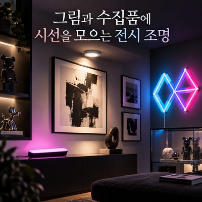 그림과 수집품에 시선을 모으는 전시 조명