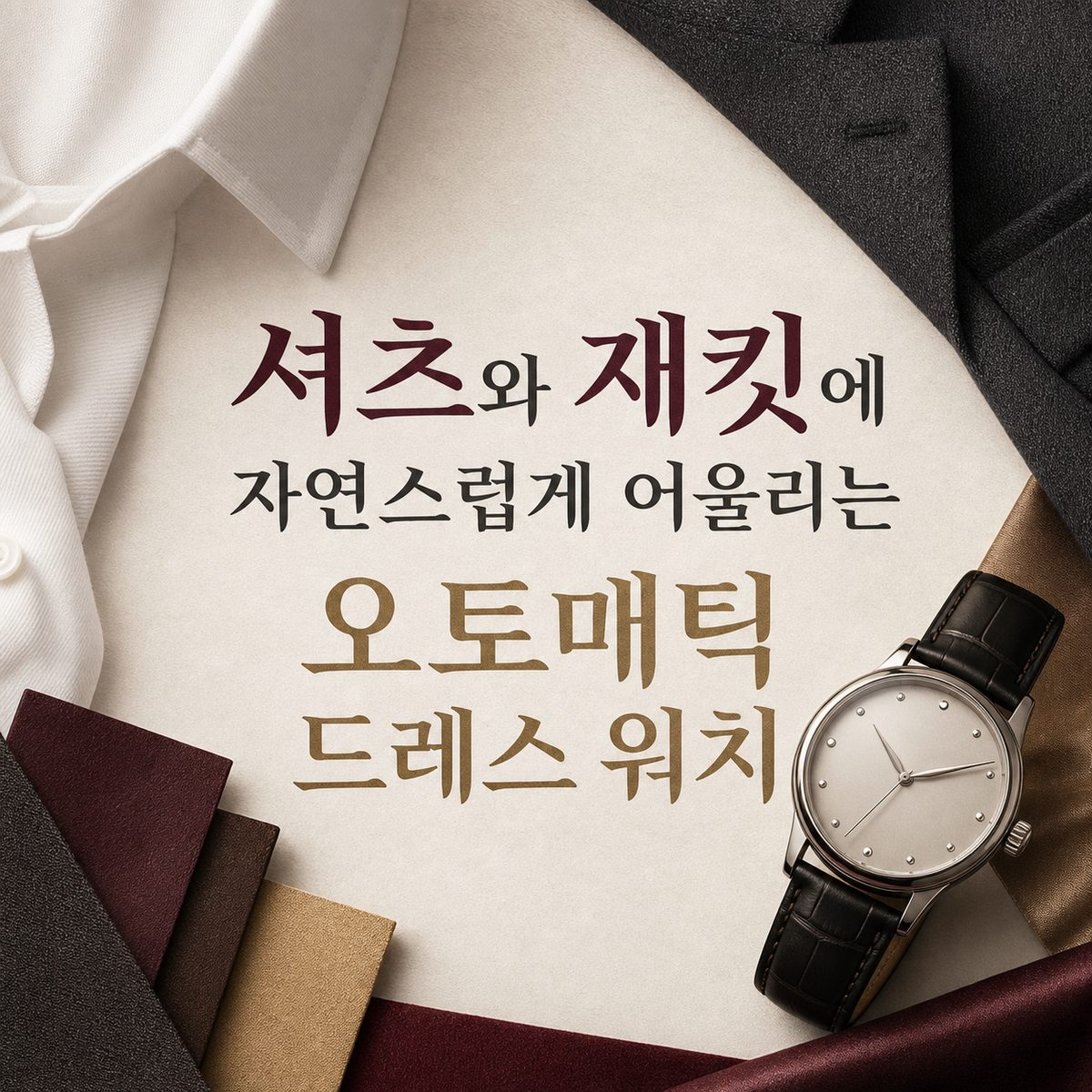 셔츠와 재킷에 자연스럽게 어울리는 오토매틱 드레스 워치