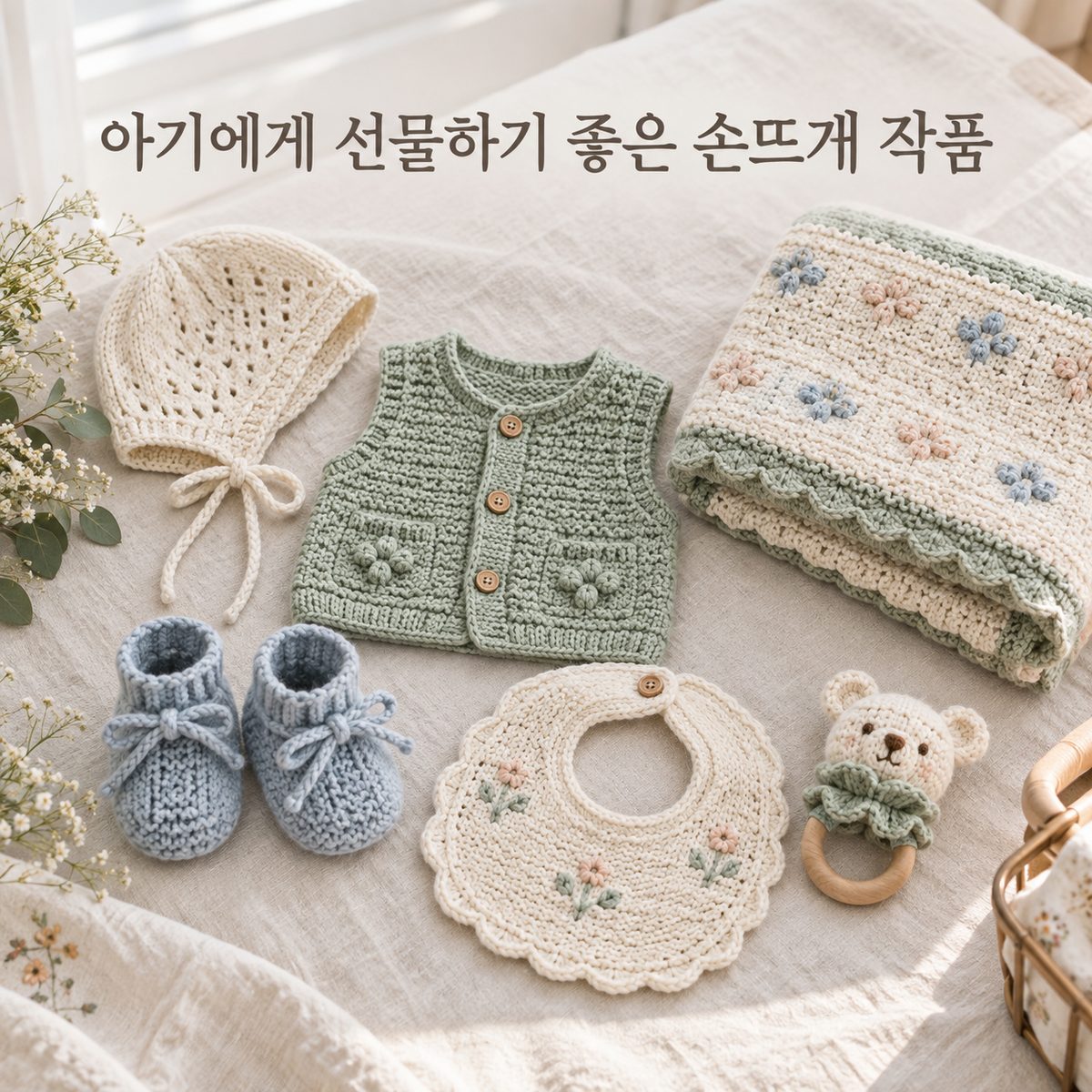아기에게 선물하기 좋은 손뜨개 작품