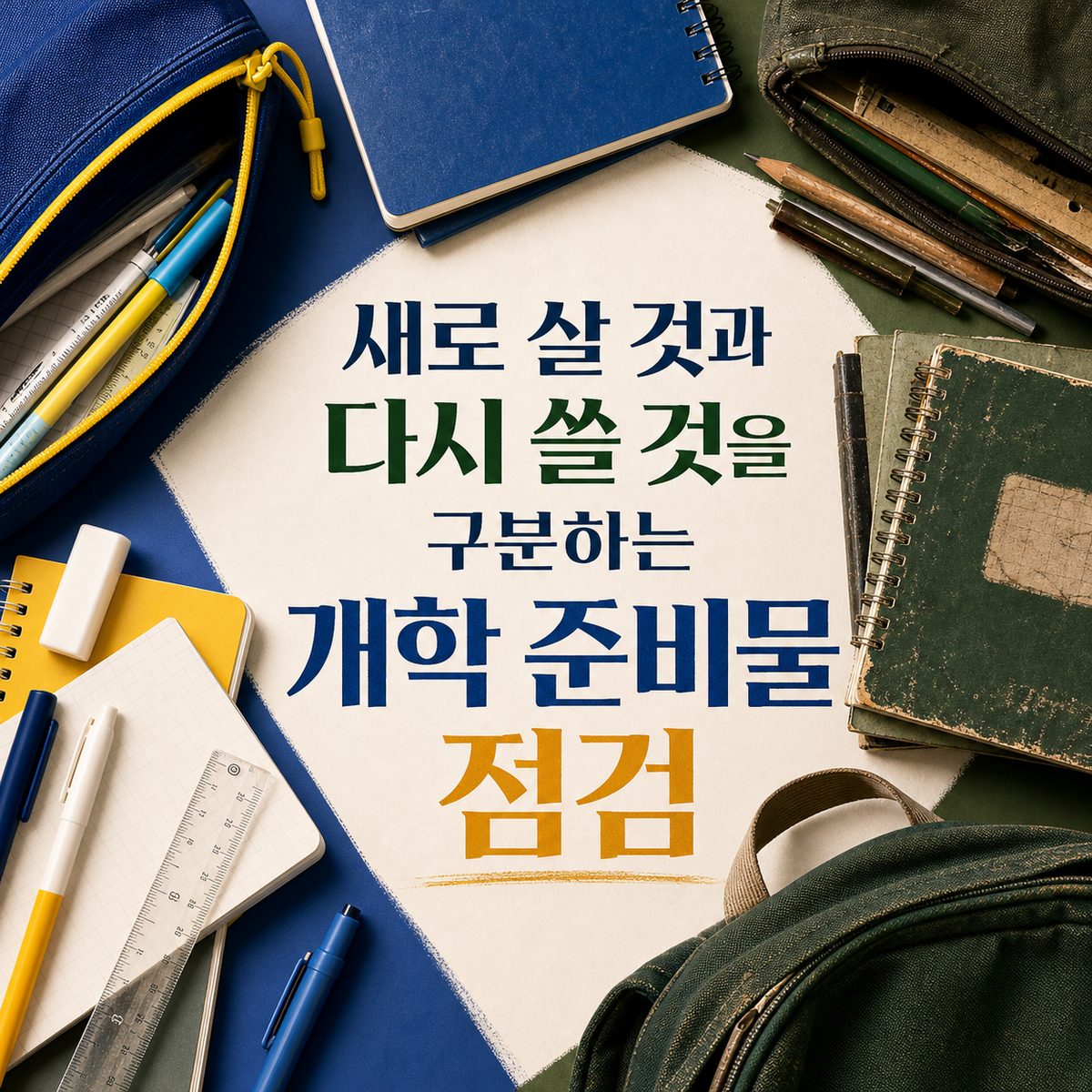 새로 살 것과 다시 쓸 것을 구분하는 개학 준비물 점검