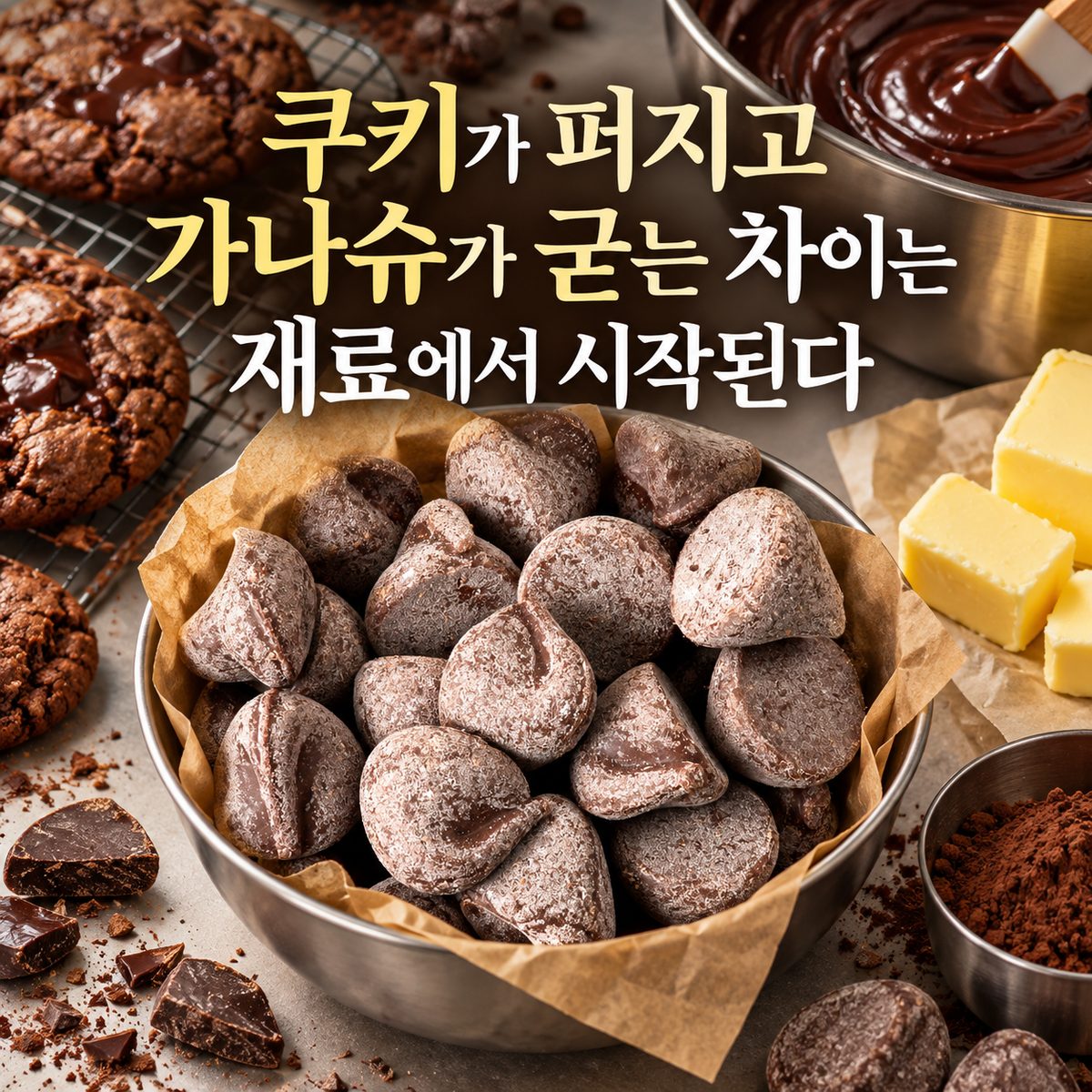 쿠키가 퍼지고 가나슈가 굳는 차이는 재료에서 시작된다