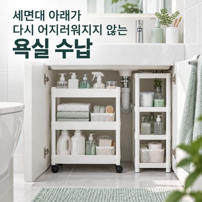 세면대 아래가 다시 어지러워지지 않는 욕실 수납