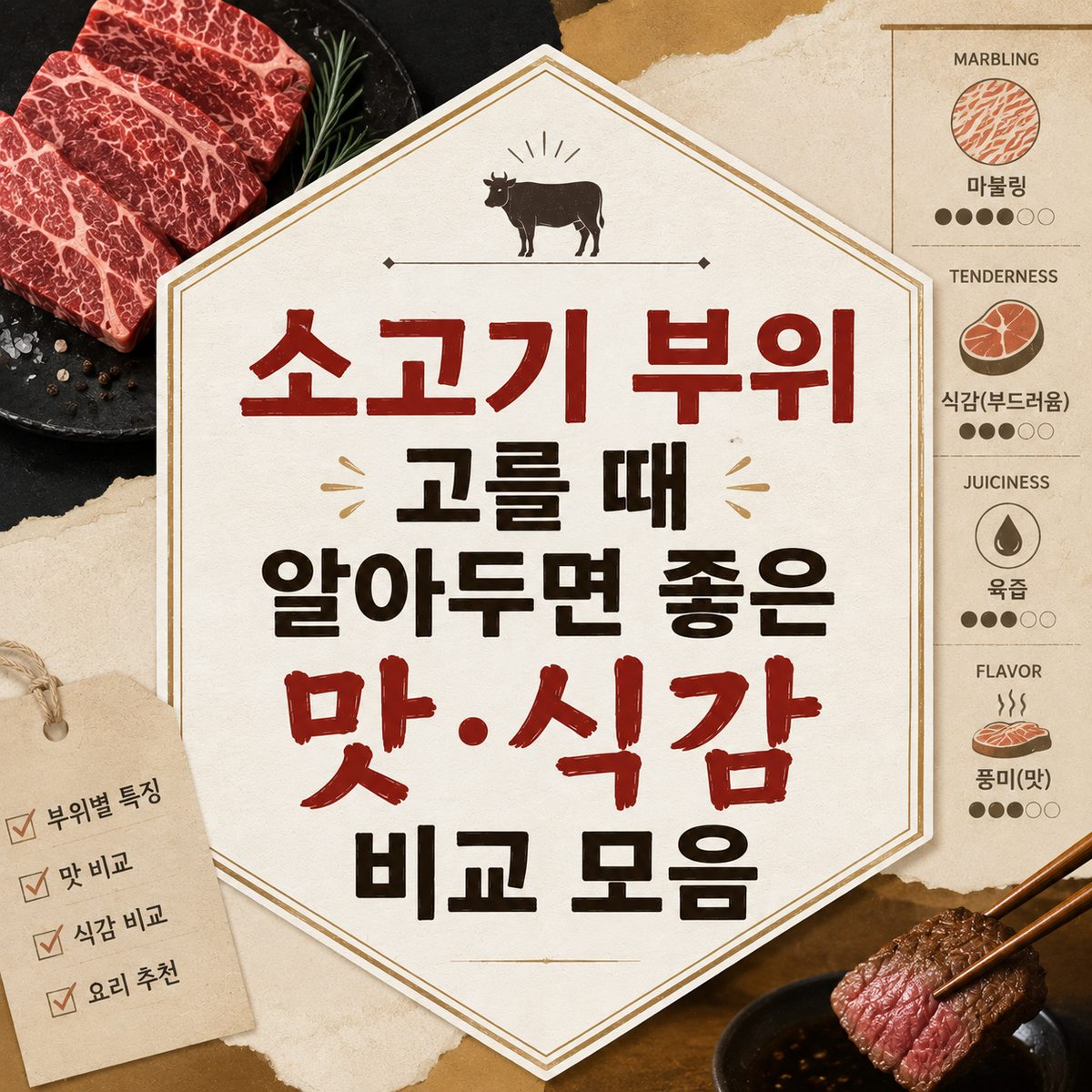 소고기 부위 고를 때 알아두면 좋은 맛·식감 비교 모음