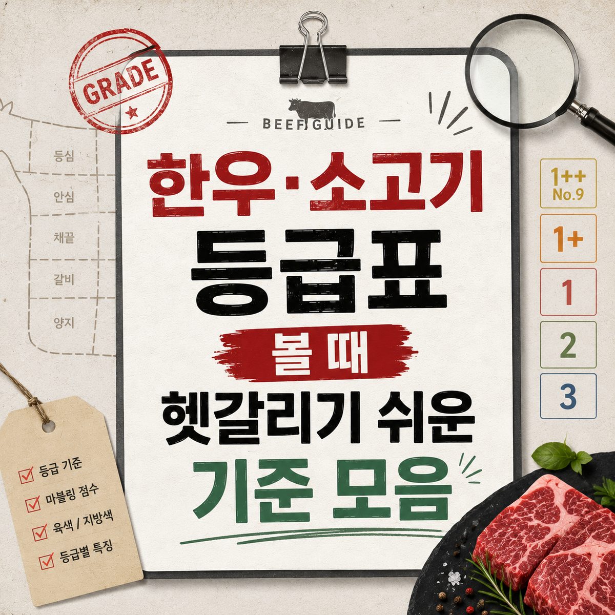 한우·소고기 등급표 볼 때 헷갈리기 쉬운 기준 모음