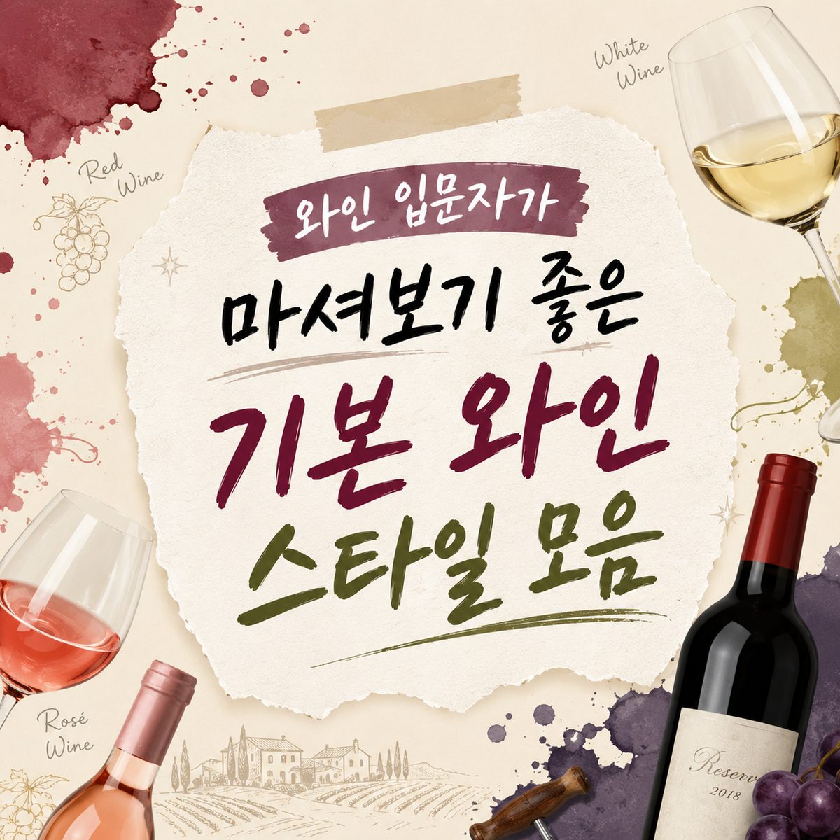 와인 입문자가 마셔보기 좋은 기본 와인 스타일 모음