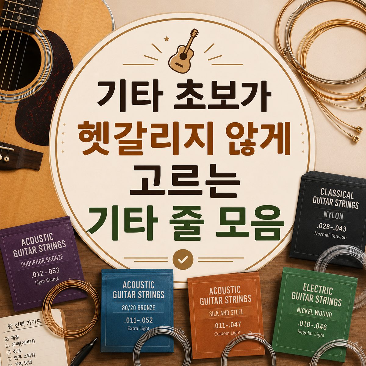 기타 초보가 헷갈리지 않게 고르는 기타 줄 모음