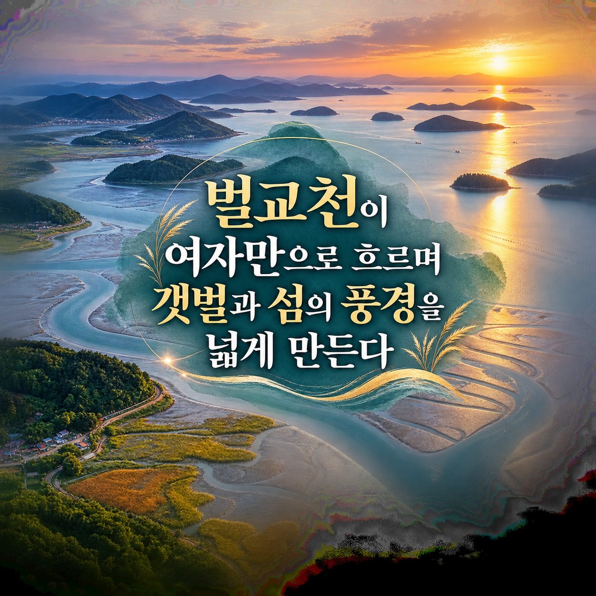 벌교천이 여자만으로 흐르며 갯벌과 섬의 풍경을 넓게 만든다