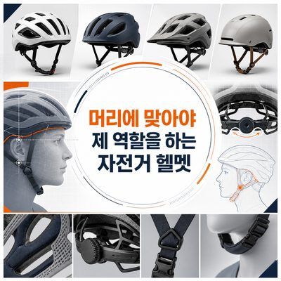머리에 맞아야 제 역할을 하는 자전거 헬멧