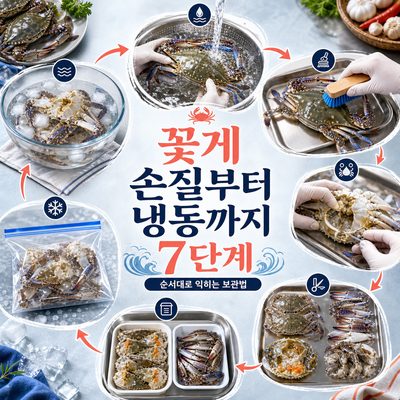 꽃게 손질부터 냉동까지 순서대로 익히는 7단계