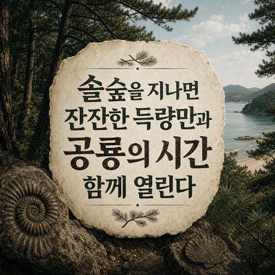 솔숲을 지나면 잔잔한 득량만과 공룡의 시간이 함께 열린다