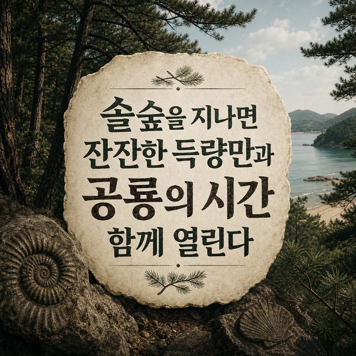솔숲을 지나면 잔잔한 득량만과 공룡의 시간이 함께 열린다