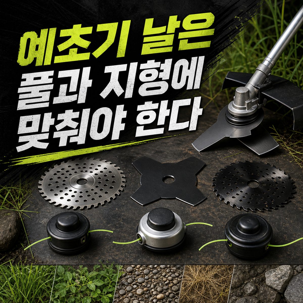 예초기 날은 풀과 지형에 맞춰야 한다