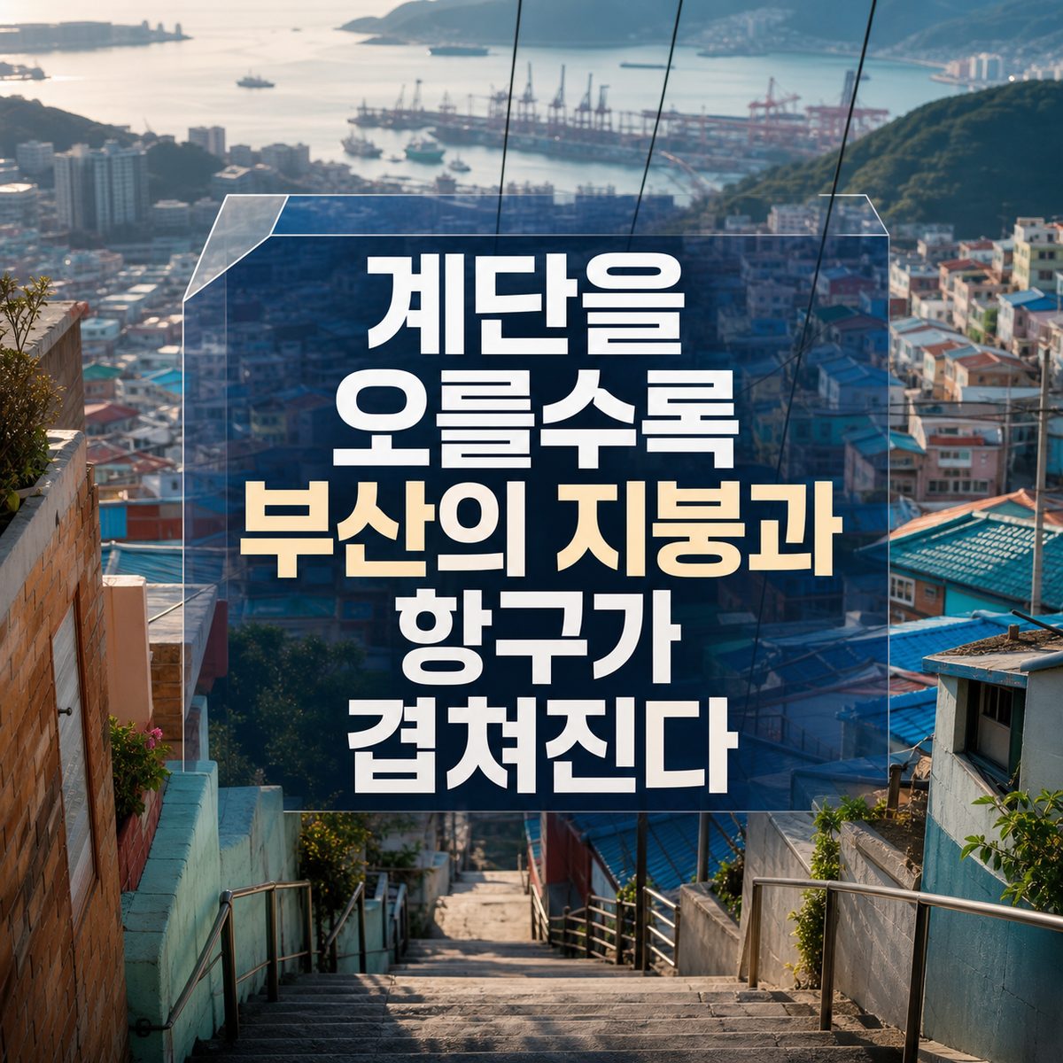 계단을 오를수록 부산의 지붕과 항구가 겹쳐진다