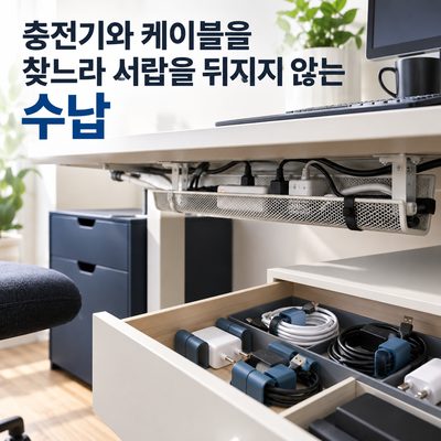 충전기와 케이블을 찾느라 서랍을 뒤지지 않는 수납