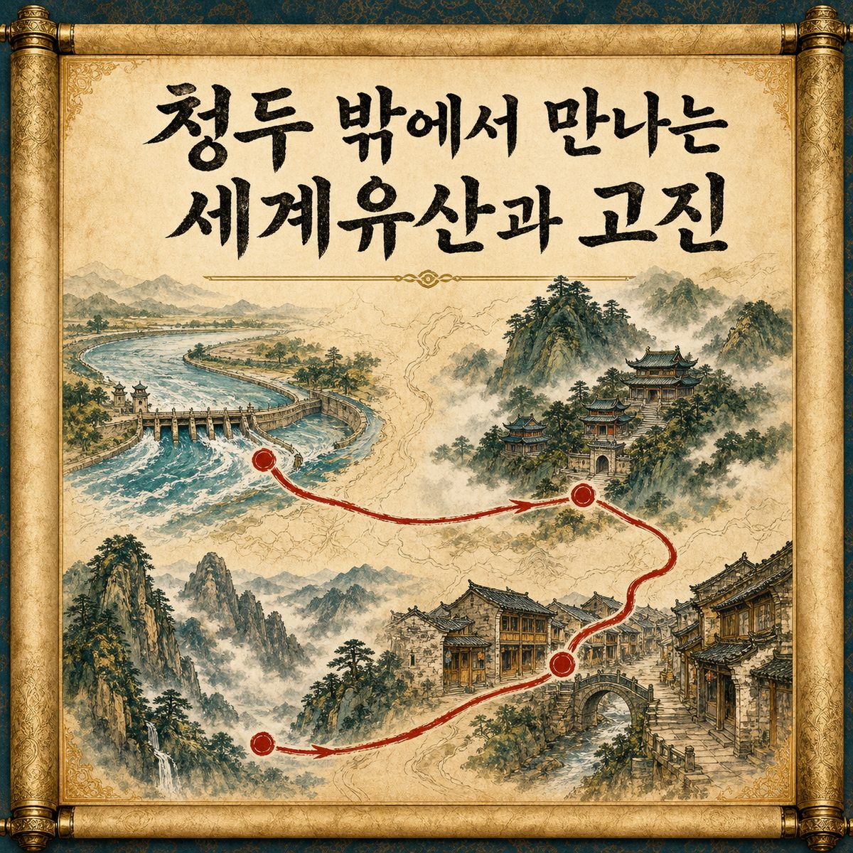 청두 시내를 벗어나 만나는 세계유산과 고진