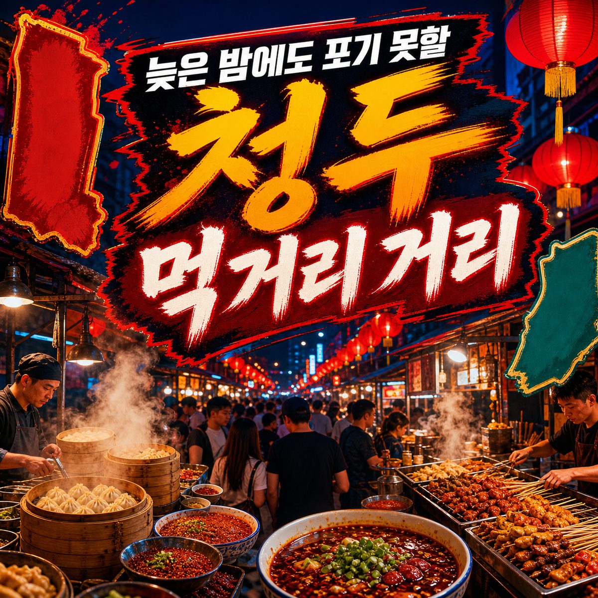 늦은 밤까지 포기하기 어려운 청두 먹거리 거리