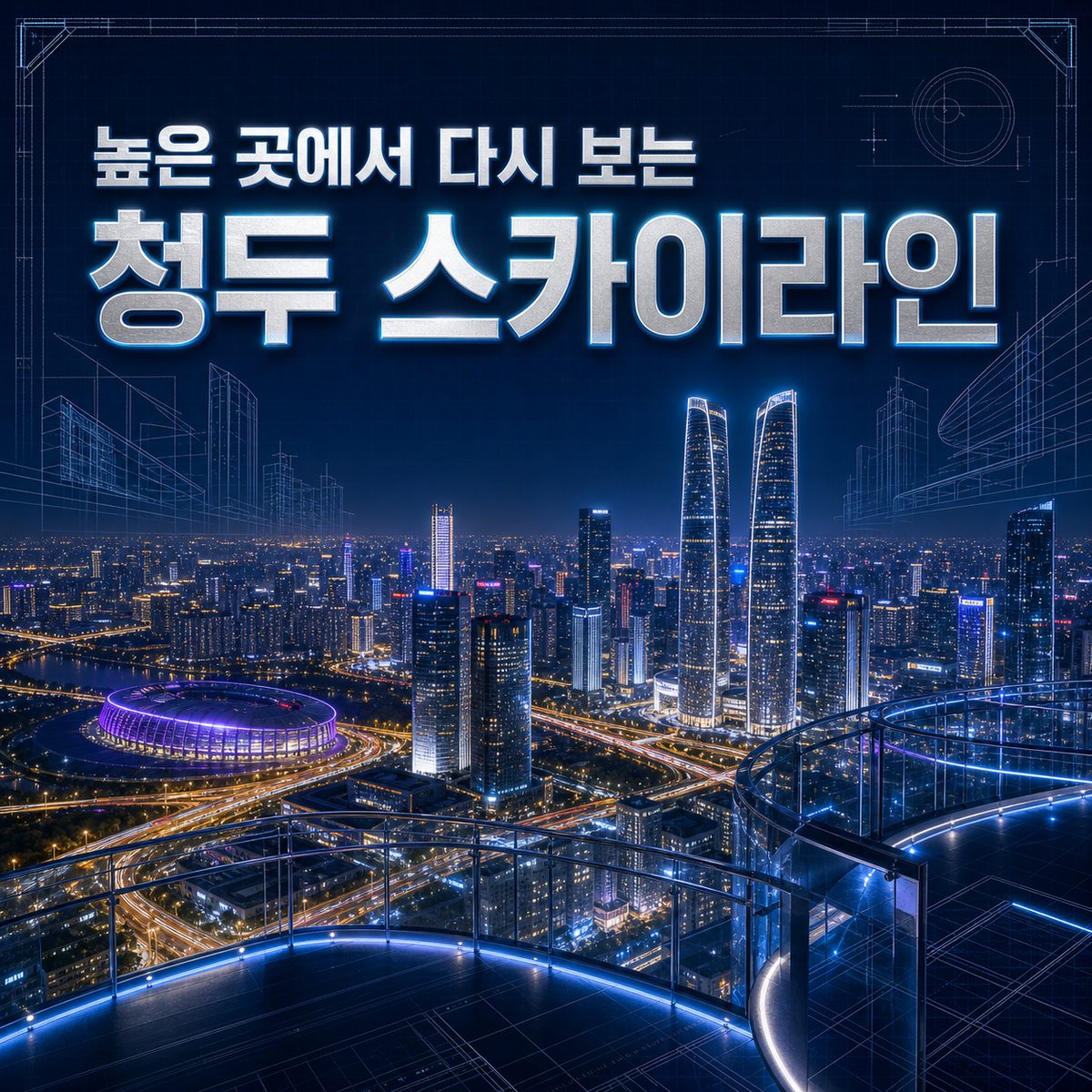 높은 곳에서 다시 보는 청두 스카이라인과 야경