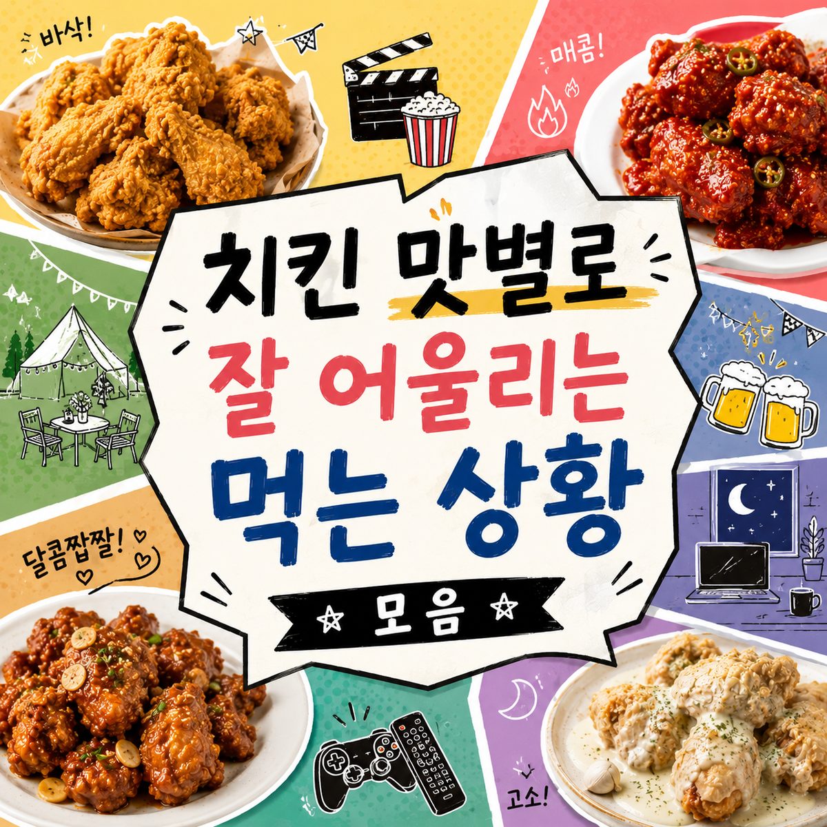 치킨 맛별로 잘 어울리는 먹는 상황 모음