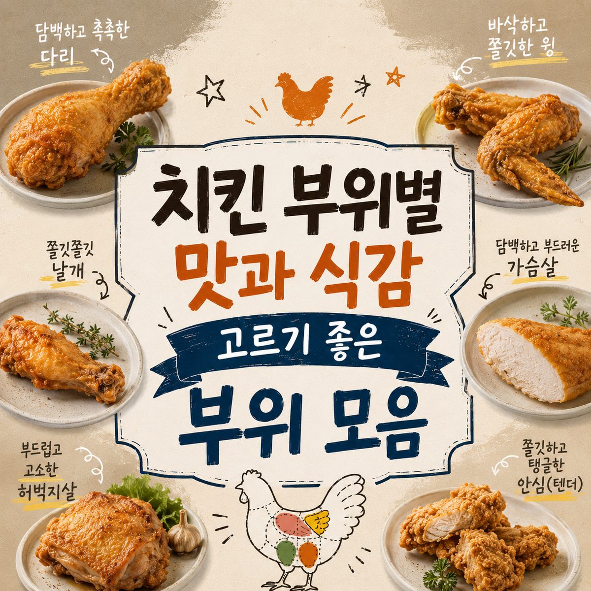 치킨 부위별 맛과 식감 고르기 좋은 부위 모음