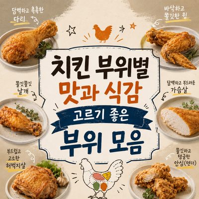 치킨 부위별 맛과 식감 고르기 좋은 부위 모음