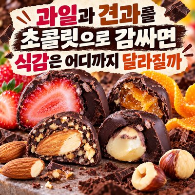 과일과 견과를 초콜릿으로 감싸면 식감은 어디까지 달라질까
