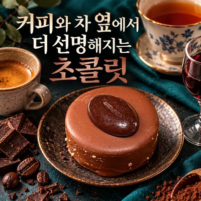 커피와 차 옆에서 더 선명해지는 초콜릿