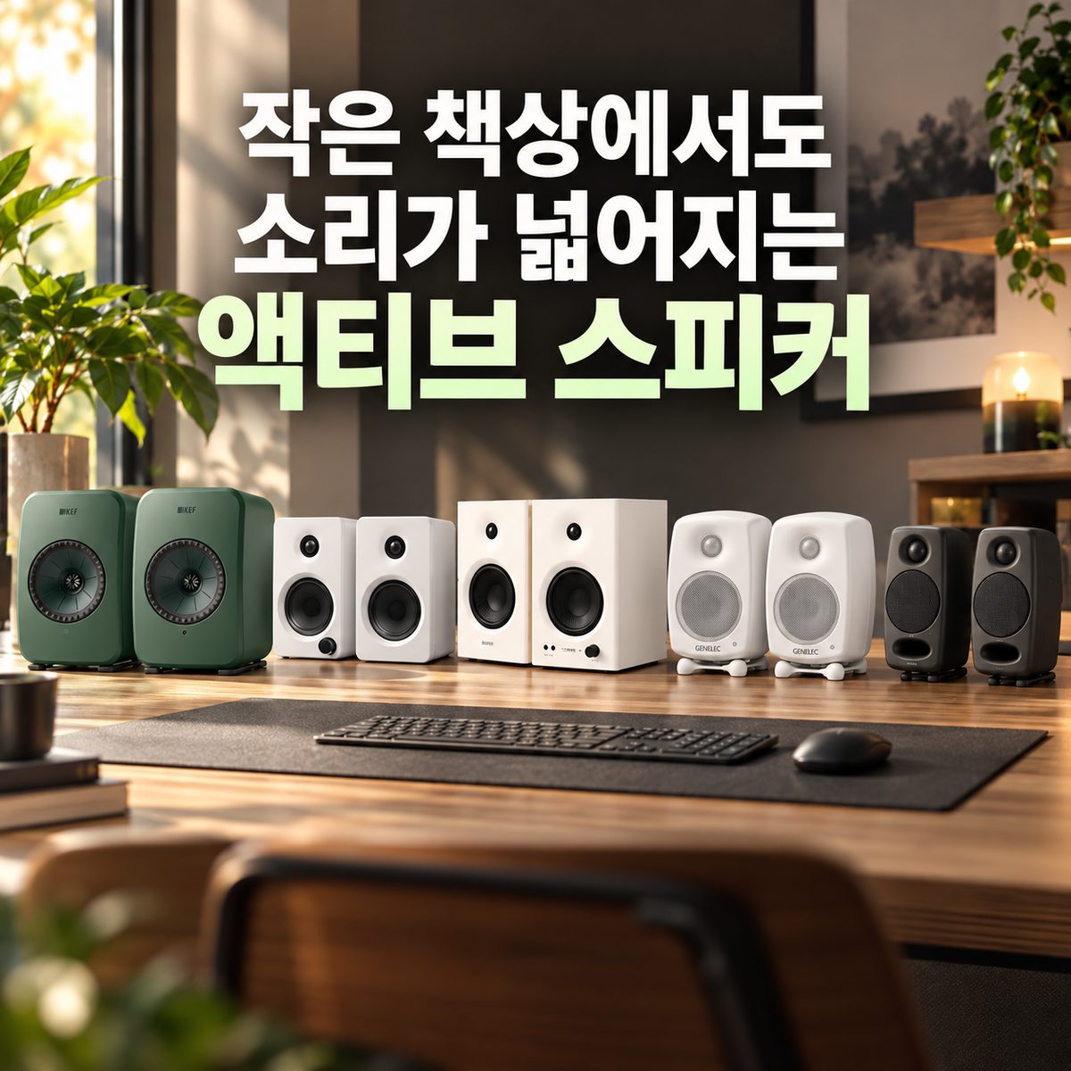 Active Speakers That Make Sound Stretch from a Small Desk