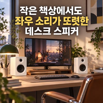 작은 책상에서도 좌우 소리가 또렷한 데스크 스피커