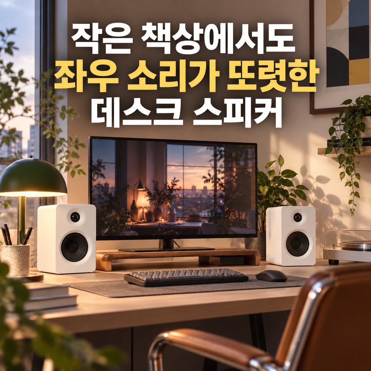 작은 책상에서도 좌우 소리가 또렷한 데스크 스피커