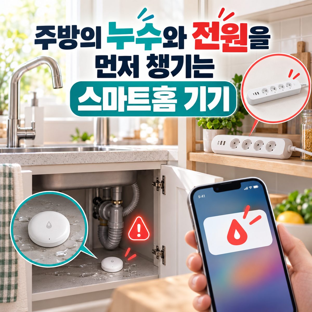 주방의 누수와 전원을 먼저 챙기는 스마트홈 기기