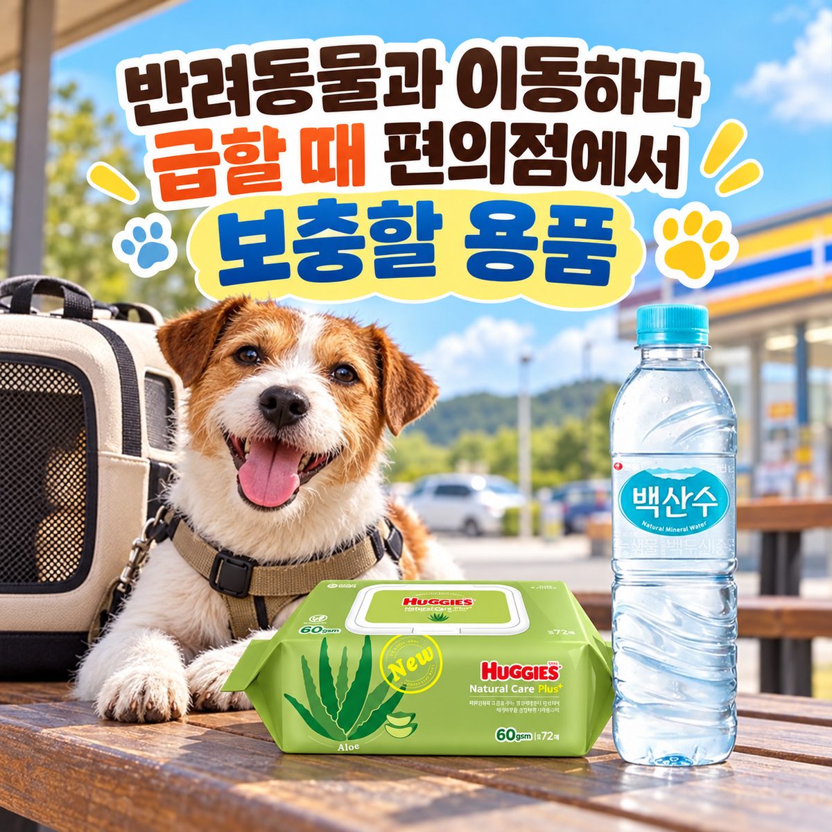 반려동물과 이동하다 급할 때 편의점에서 보충할 용품