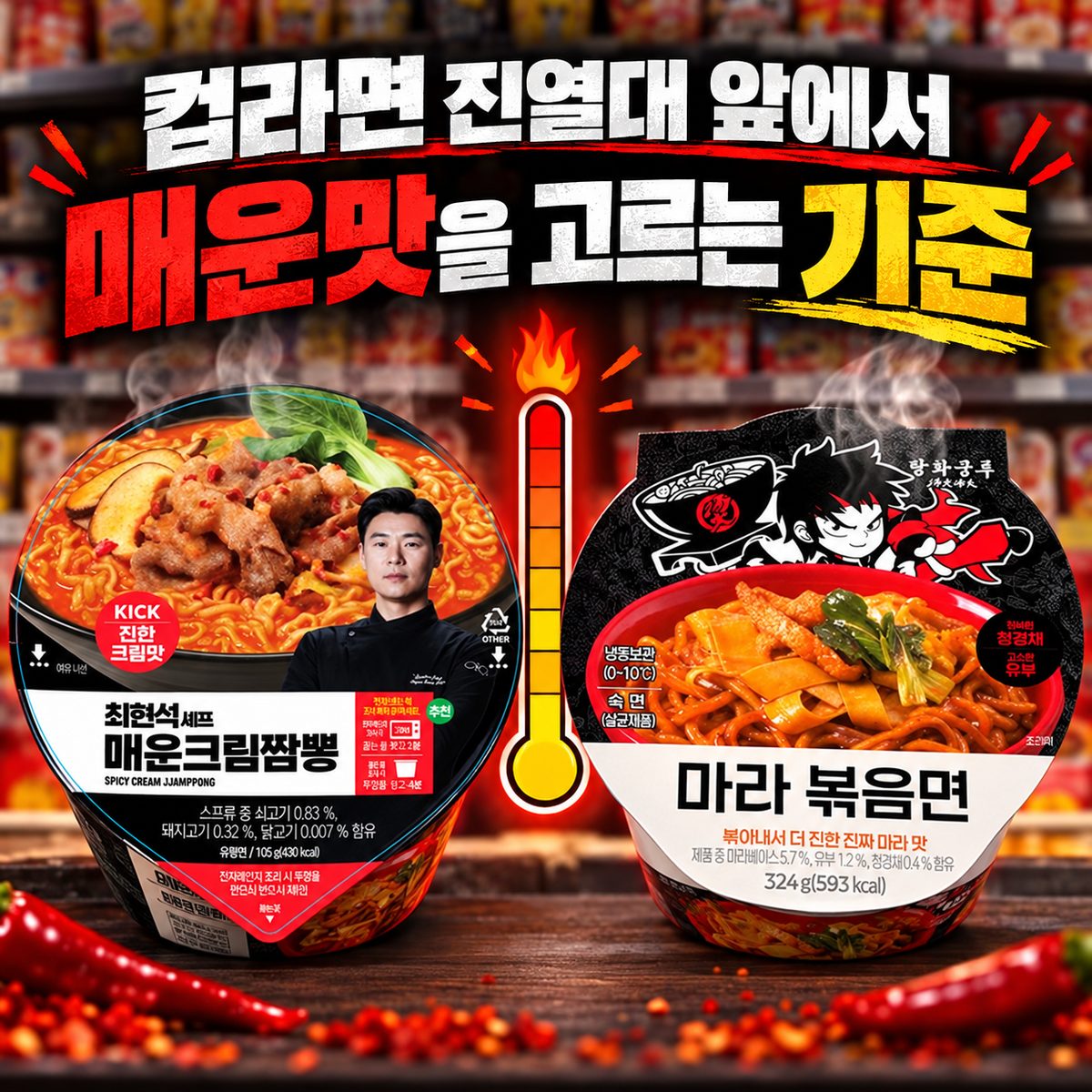 컵라면 진열대 앞에서 매운맛을 고르는 기준