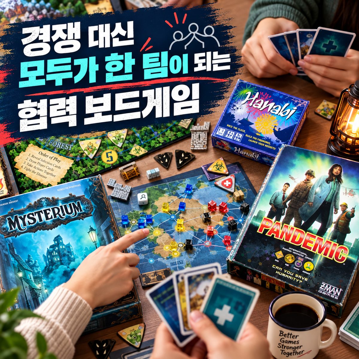 경쟁 대신 모두가 한 팀이 되는 협력 보드게임