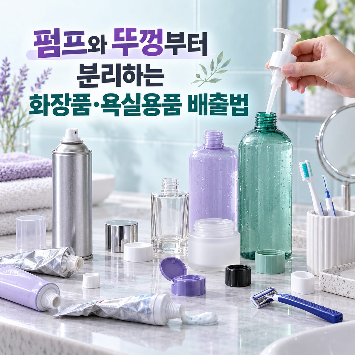 펌프와 뚜껑부터 분리하는 화장품·욕실용품 배출법