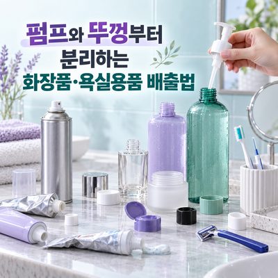 펌프와 뚜껑부터 분리하는 화장품·욕실용품 배출법