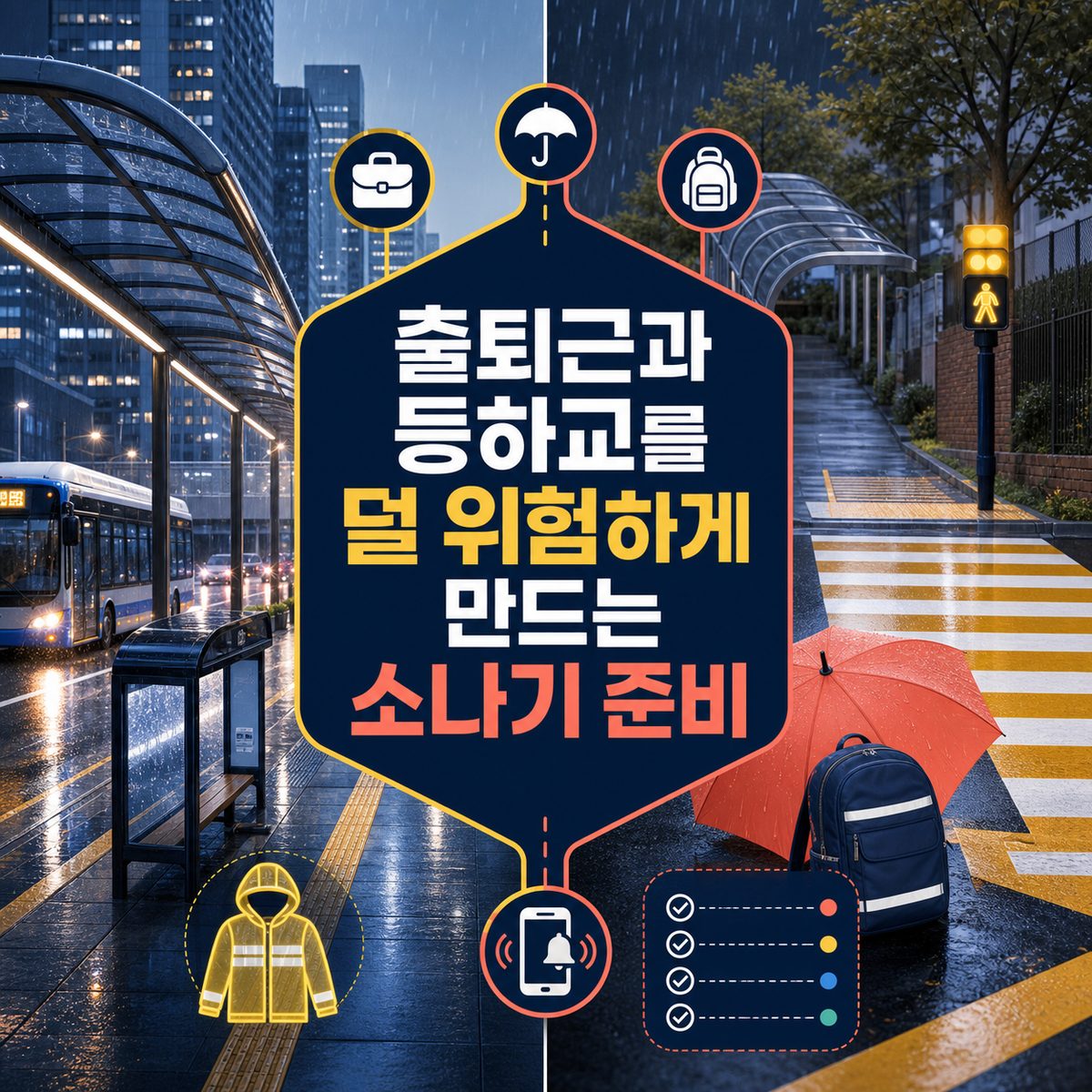 출퇴근과 등하교를 덜 위험하게 만드는 소나기 준비