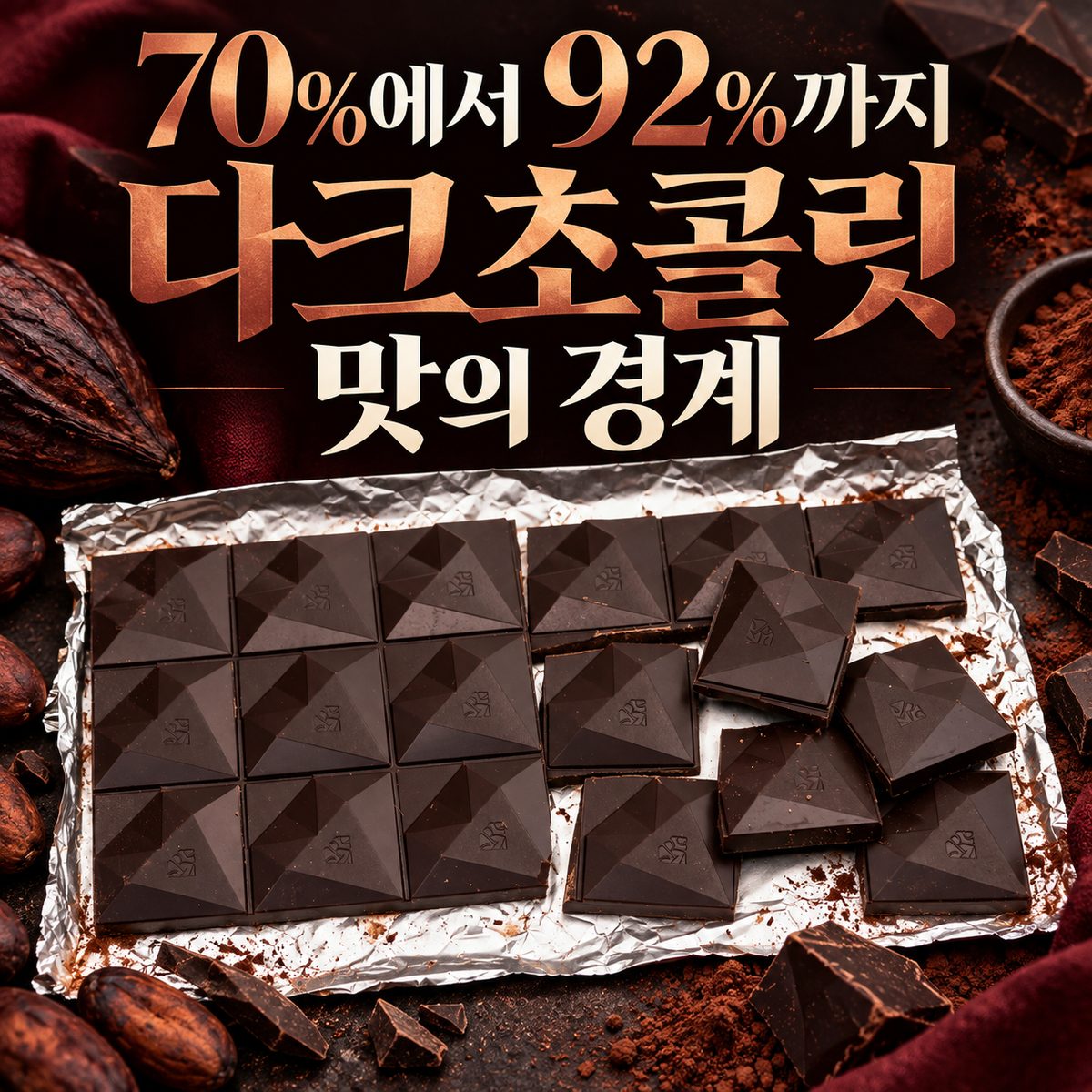 70%에서 92%까지 다크초콜릿 맛의 경계