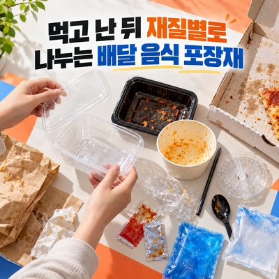 먹고 난 뒤 재질별로 나누는 배달 음식 포장재