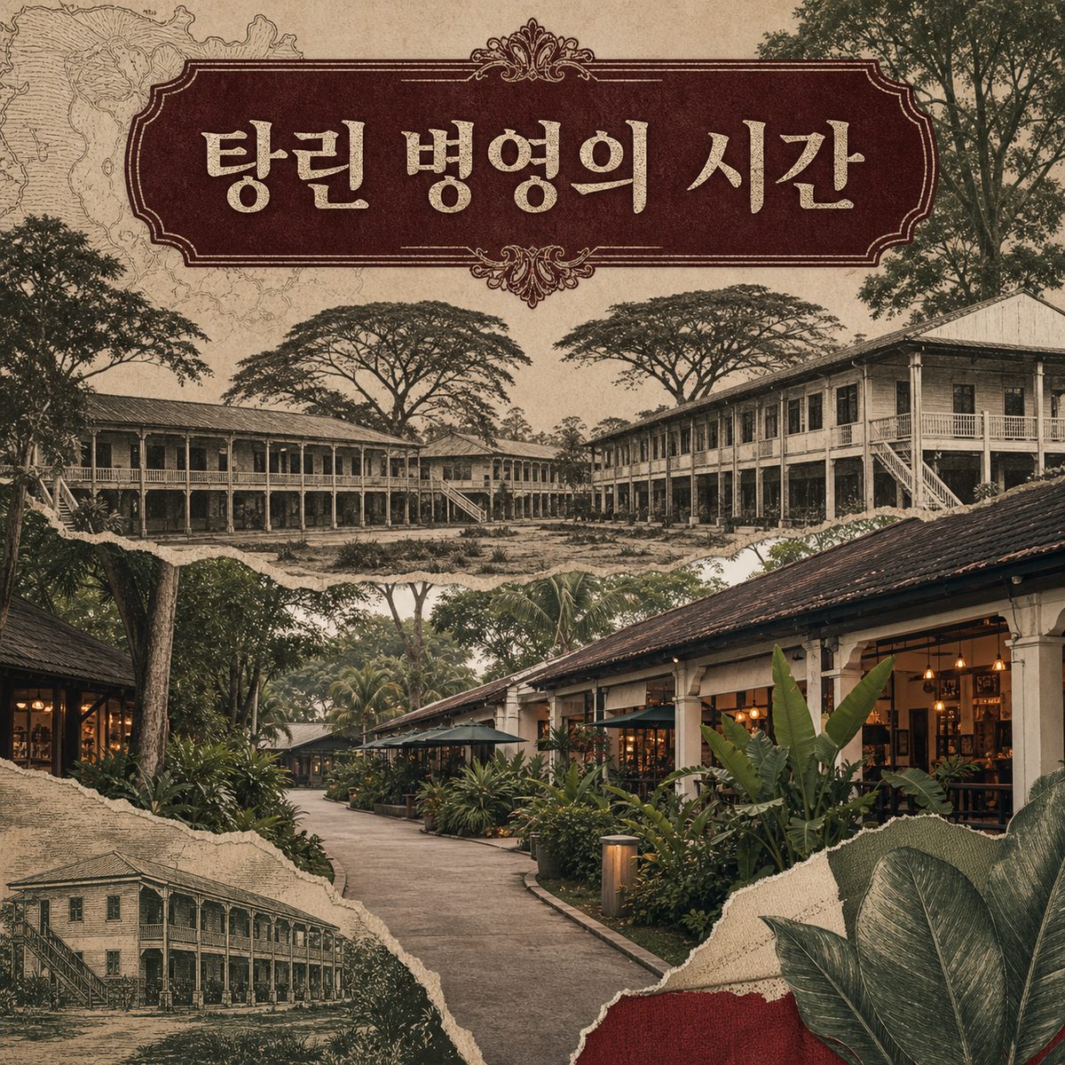 레스토랑 간판 뒤에 남은 탕린 병영의 시간