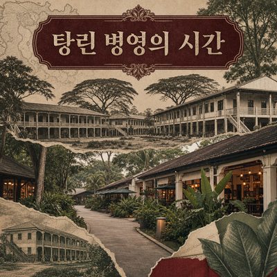レストランの看板の裏に残されたタンリン兵営の時間