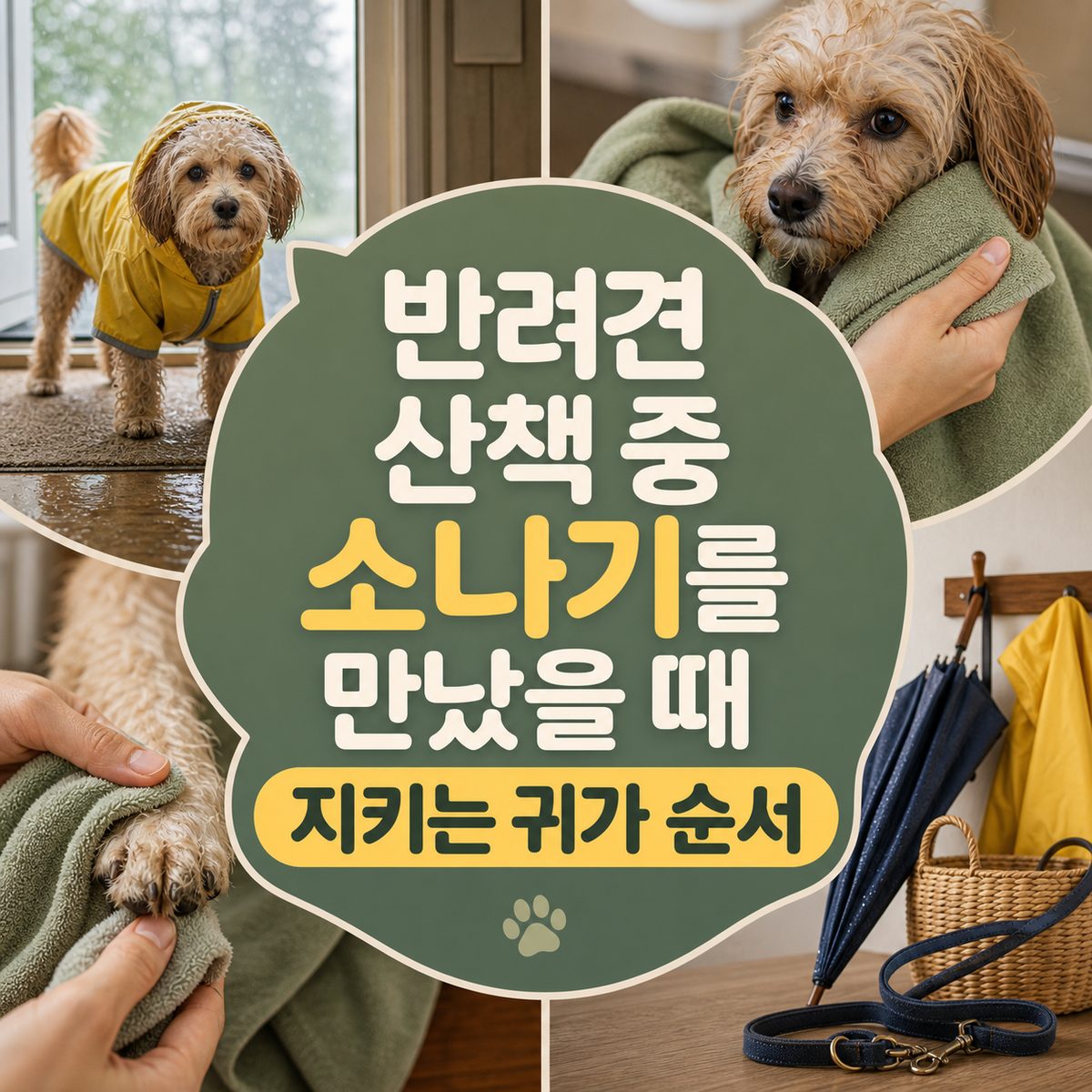 반려견 산책 중 소나기를 만났을 때 지키는 귀가 순서