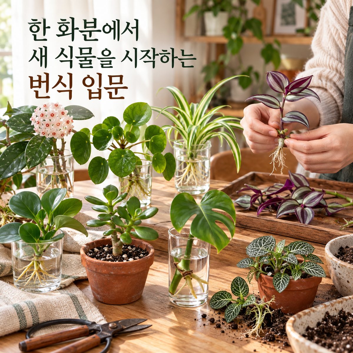 한 화분에서 새 식물을 시작하는 번식 입문