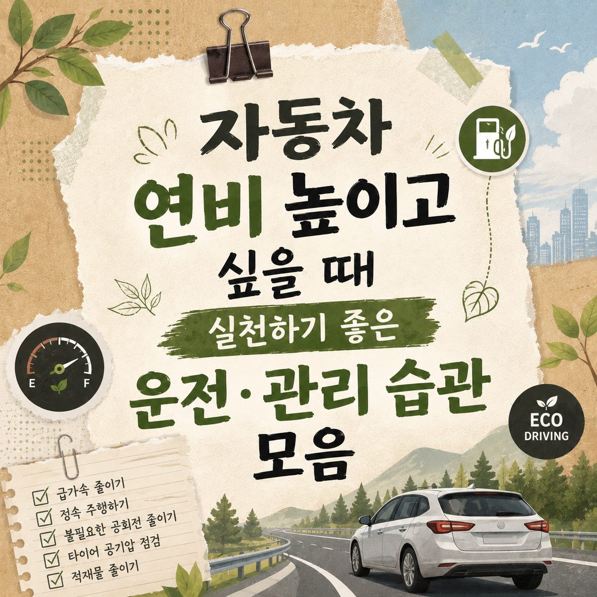 자동차 연비 높이고 싶을 때 실천하기 좋은 운전·관리 습관 모음