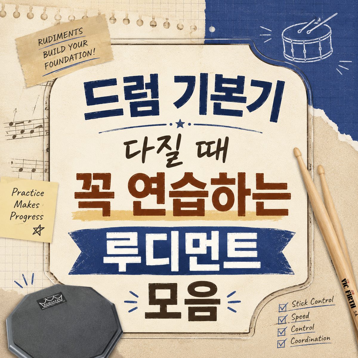 드럼 기본기 다질 때 꼭 연습하는 루디먼트 모음