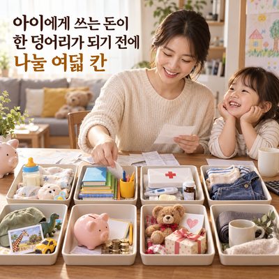 아이에게 쓰는 돈이 한 덩어리가 되기 전에 나눌 여덟 칸
